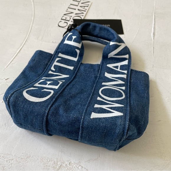 GENTLEWOMAN LOGO STRAP MICRO TOTE Navy Blue Denim Crossbody BAG - Picture 4 of 11